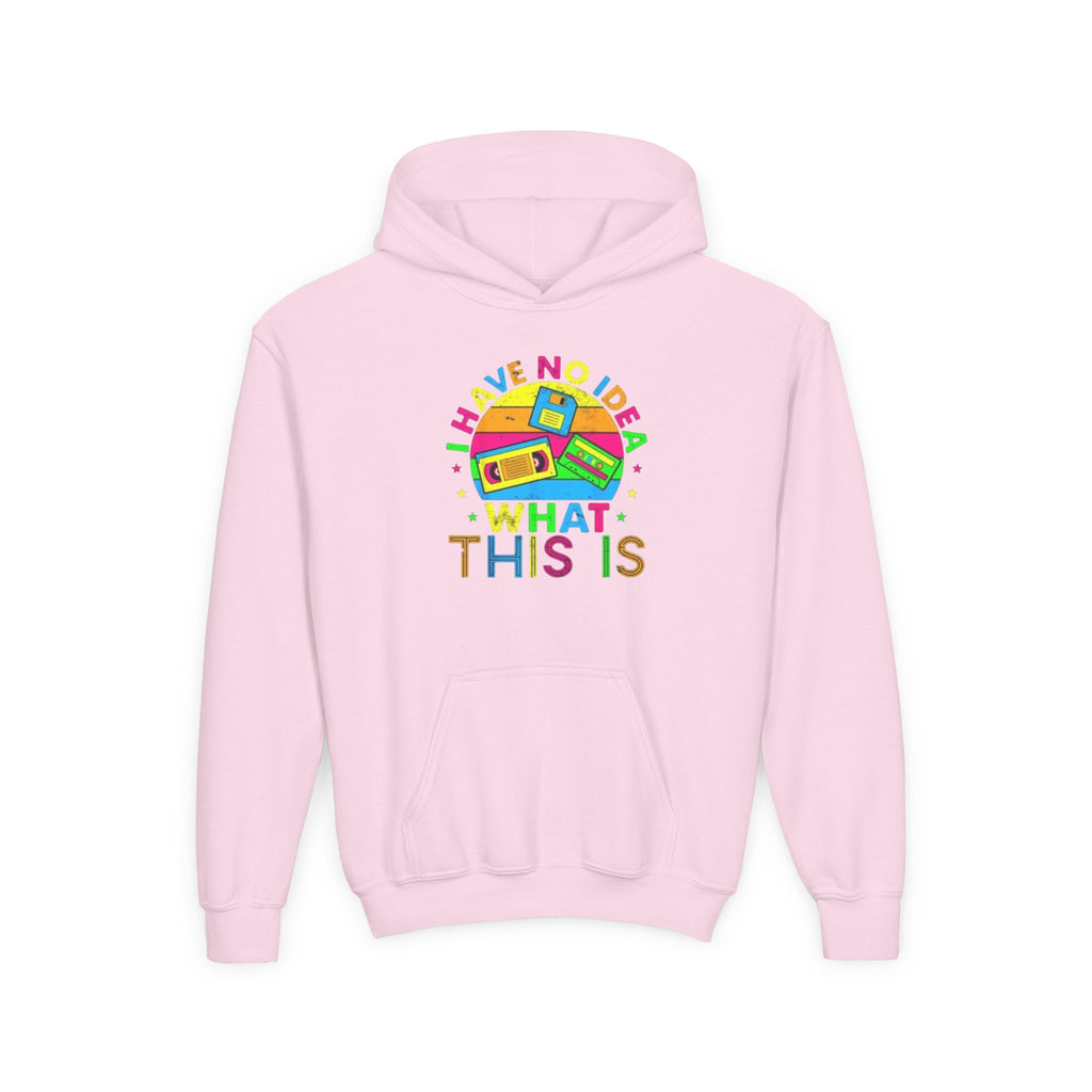 Youth Hoodie — Colorful Retro Cassette 'I Have No Idea What This Is' Graphic