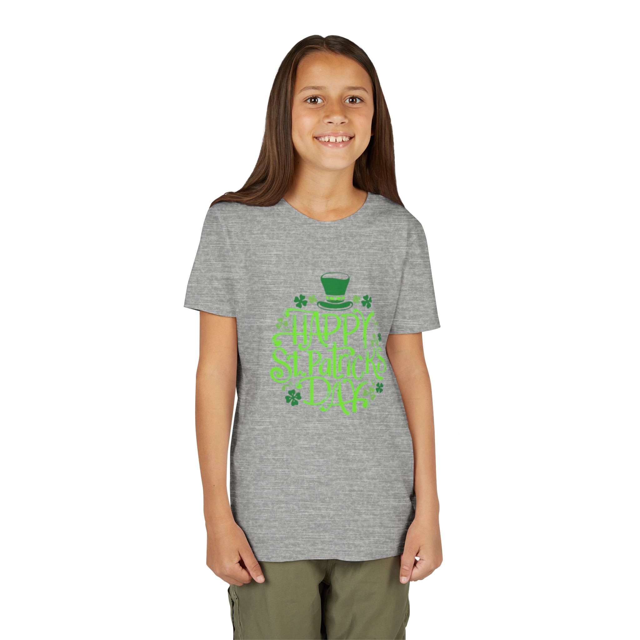 Youth Tee — Happy St. Patrick's Day Green Lettering Kids Shirt