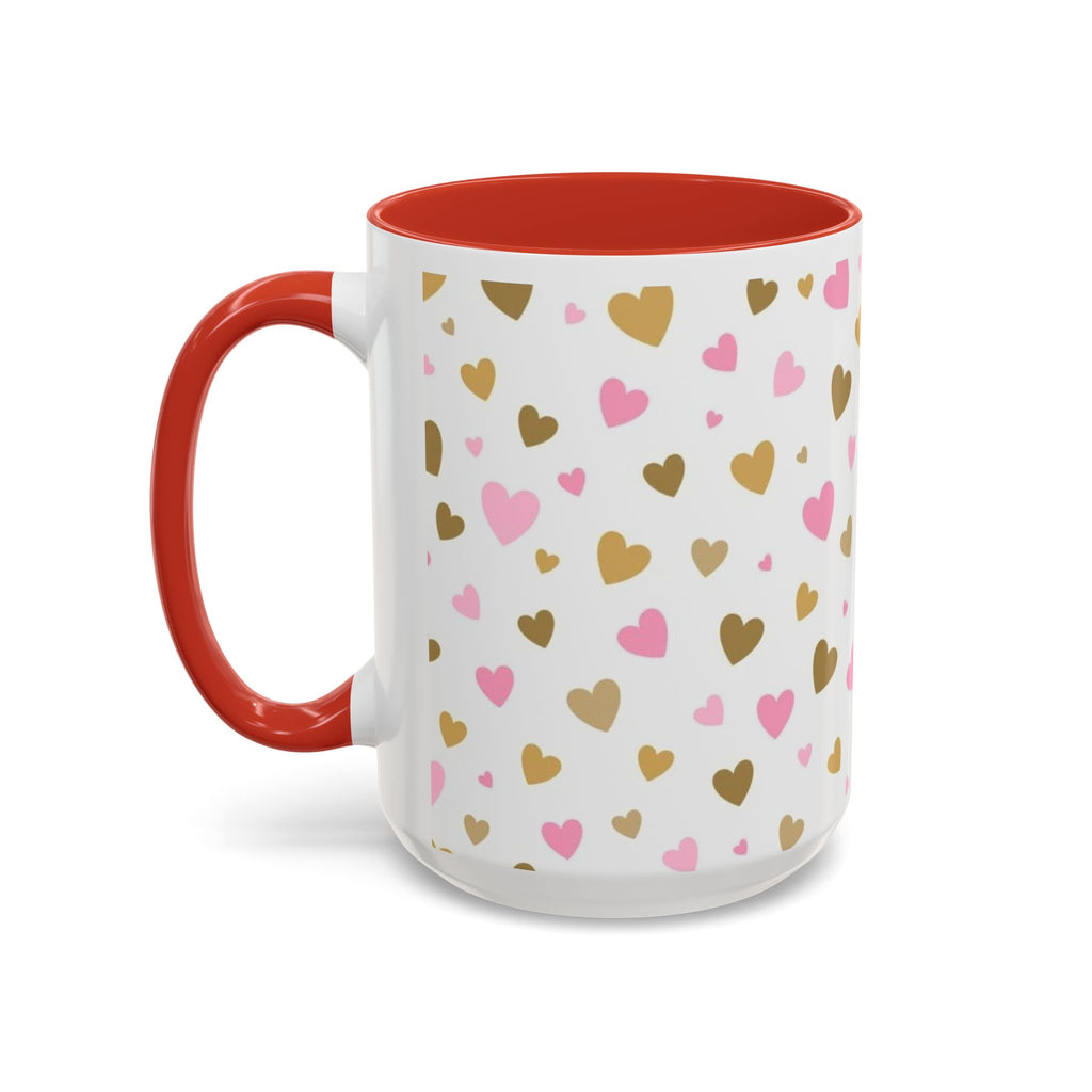 Pink & Gold Heart Accent Coffee Mug — Romantic Valentine’s Tea & Coffee Cup