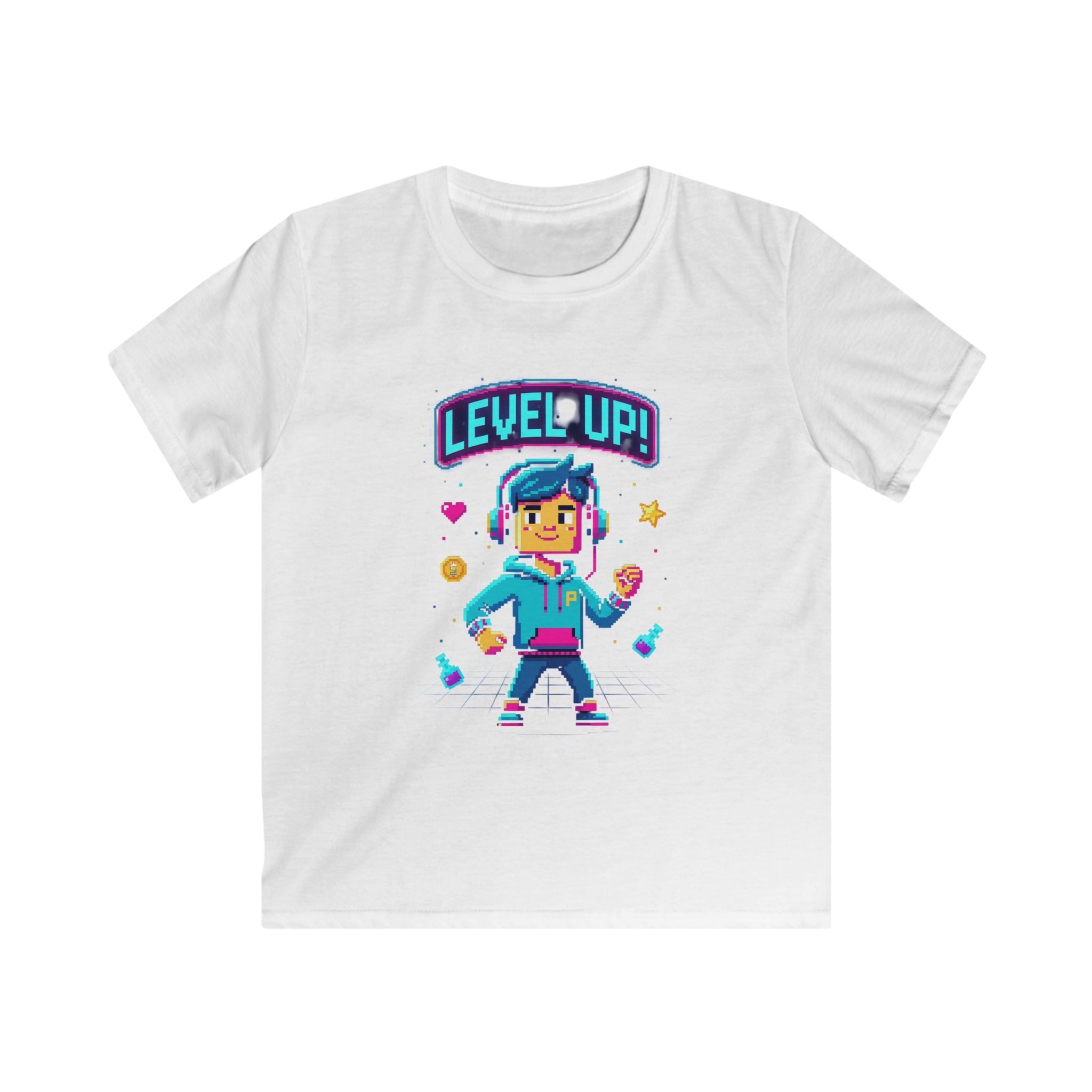 Kids T‑Shirt - "Level Up!" Gamer Pixel Art Birthday Tee