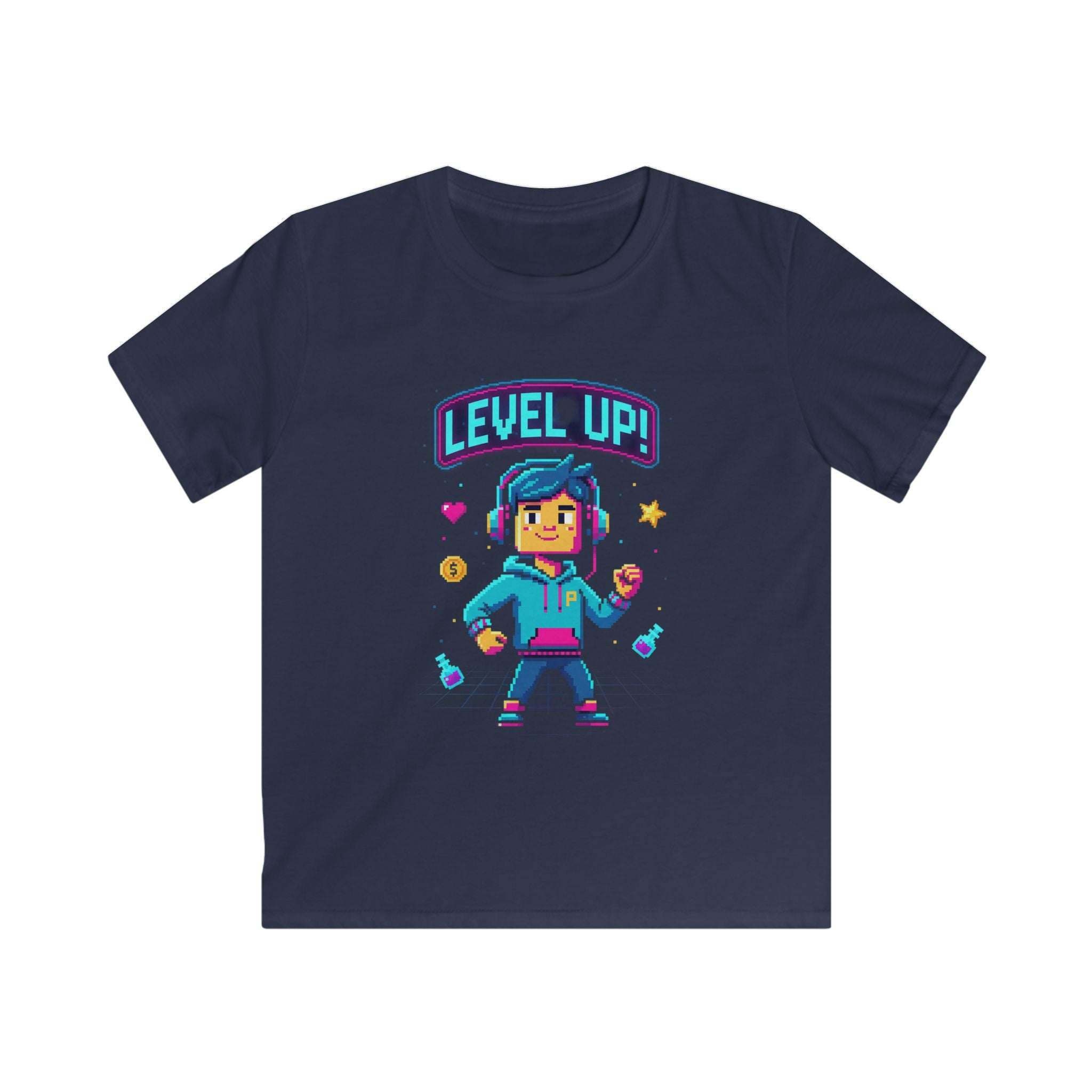 Kids T‑Shirt - "Level Up!" Gamer Pixel Art Birthday Tee