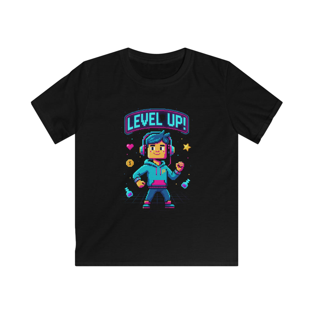 Kids T‑Shirt - "Level Up!" Gamer Pixel Art Birthday Tee