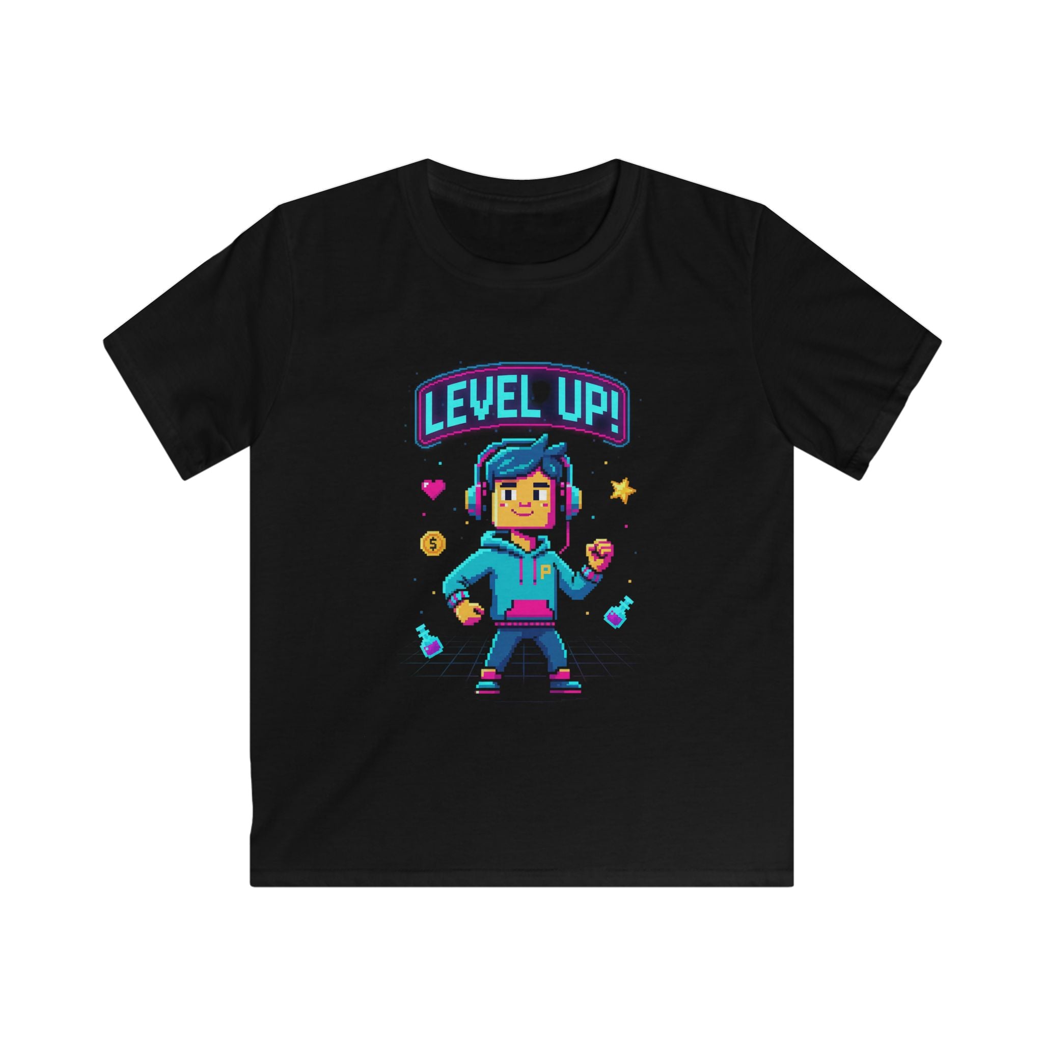 Kids T‑Shirt - "Level Up!" Gamer Pixel Art Birthday Tee