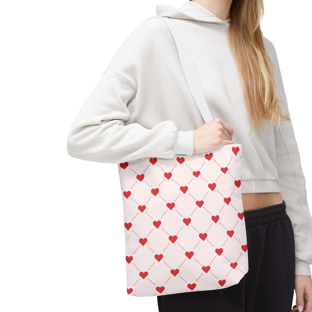 Heart Pattern Tote Bag — Pink Red Valentine Shopper