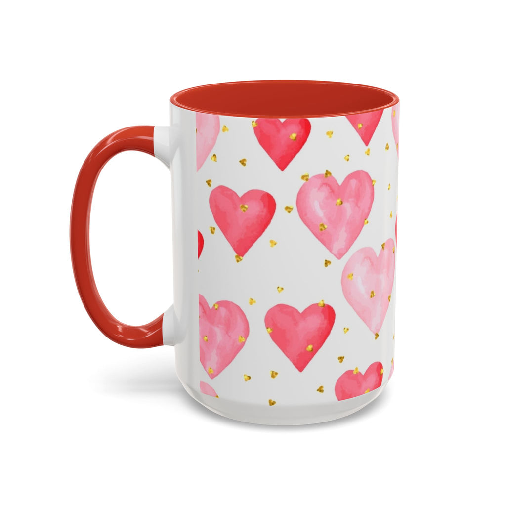 Pink Watercolor Hearts Accent Coffee Mug — Romantic Valentine’s Day Gift