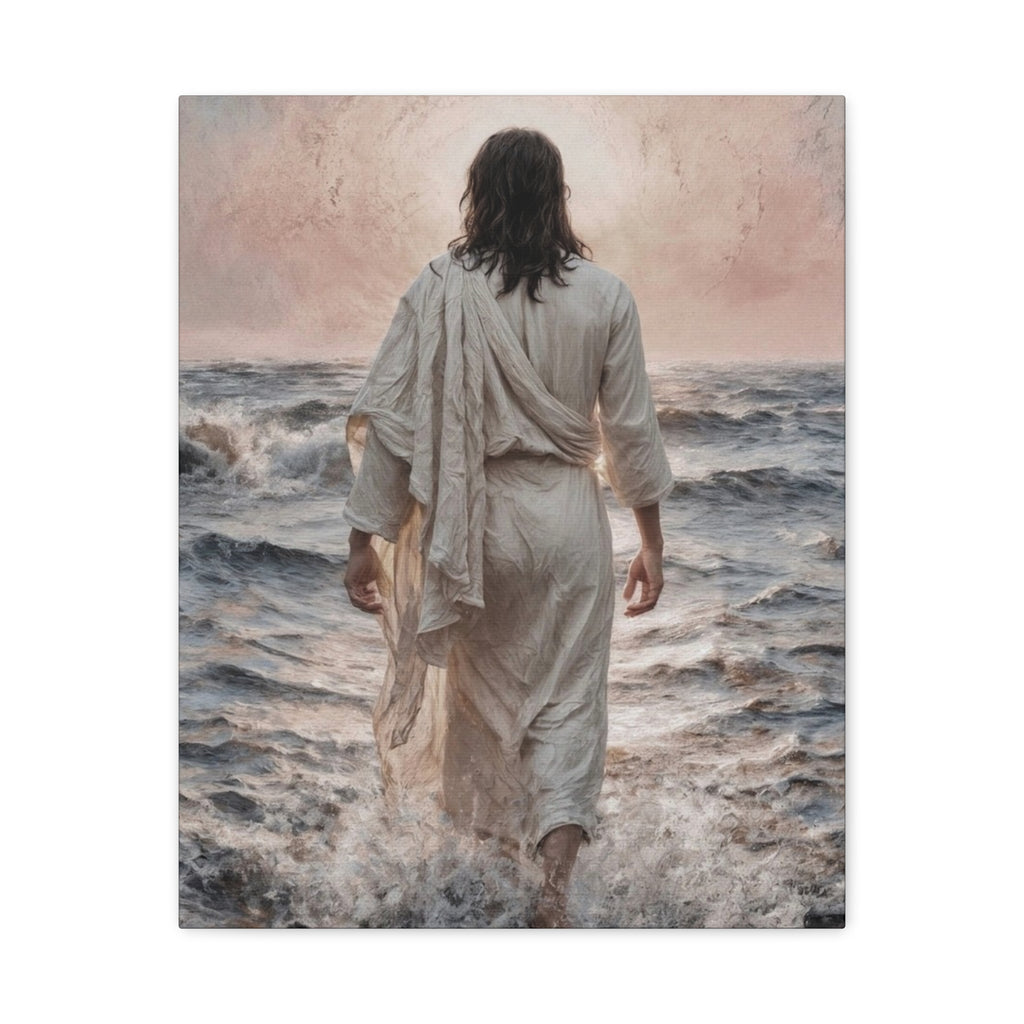 Jesus Walking on Water Matte Canvas Print
