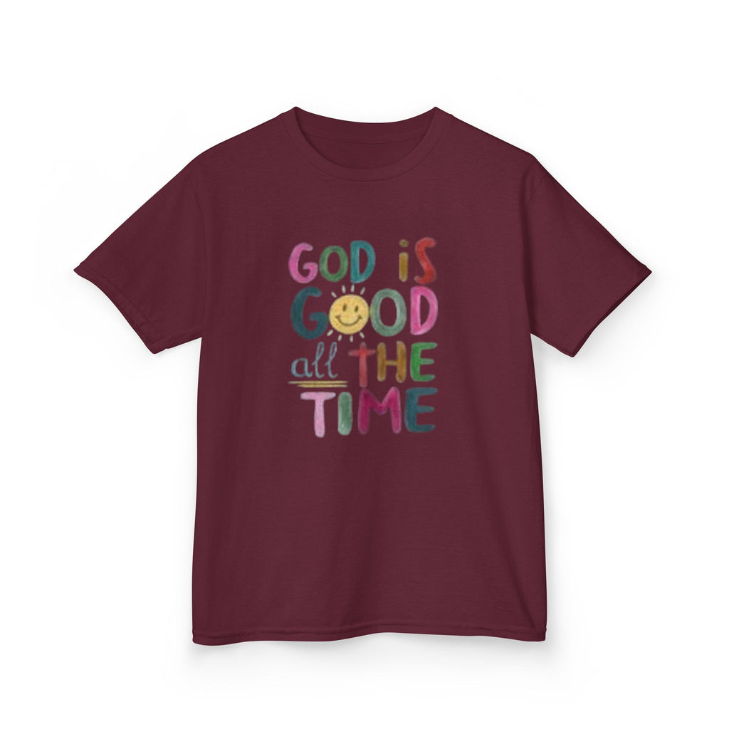 Kids Tee — "God Is Good All The Time" Colorful Faith Graphic