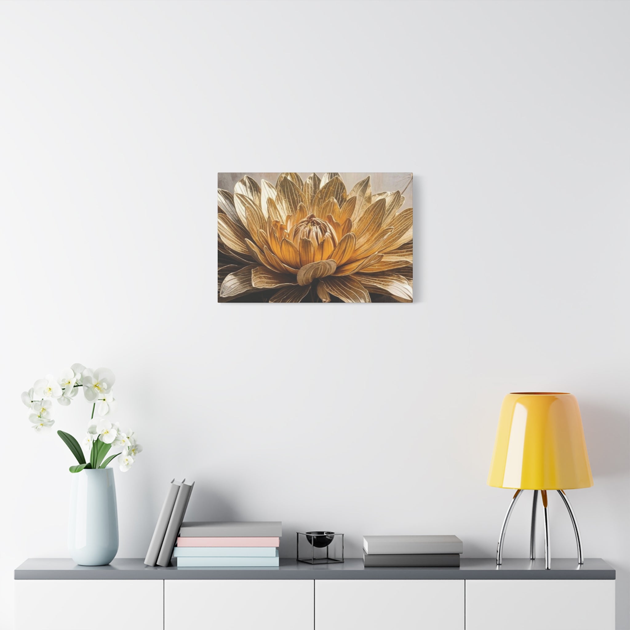 Golden Dahlia Matte Canvas Wall Art — Stretched 1.25"
