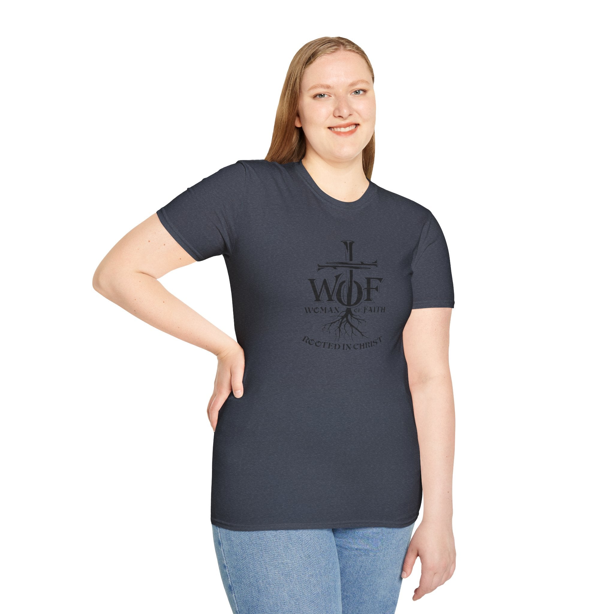 Faith T-Shirt - "WOF Woman of Faith Rooted in Christ" Christian Tee