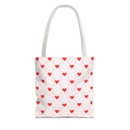 Heart Pattern Tote Bag — Pink Red Valentine Shopper