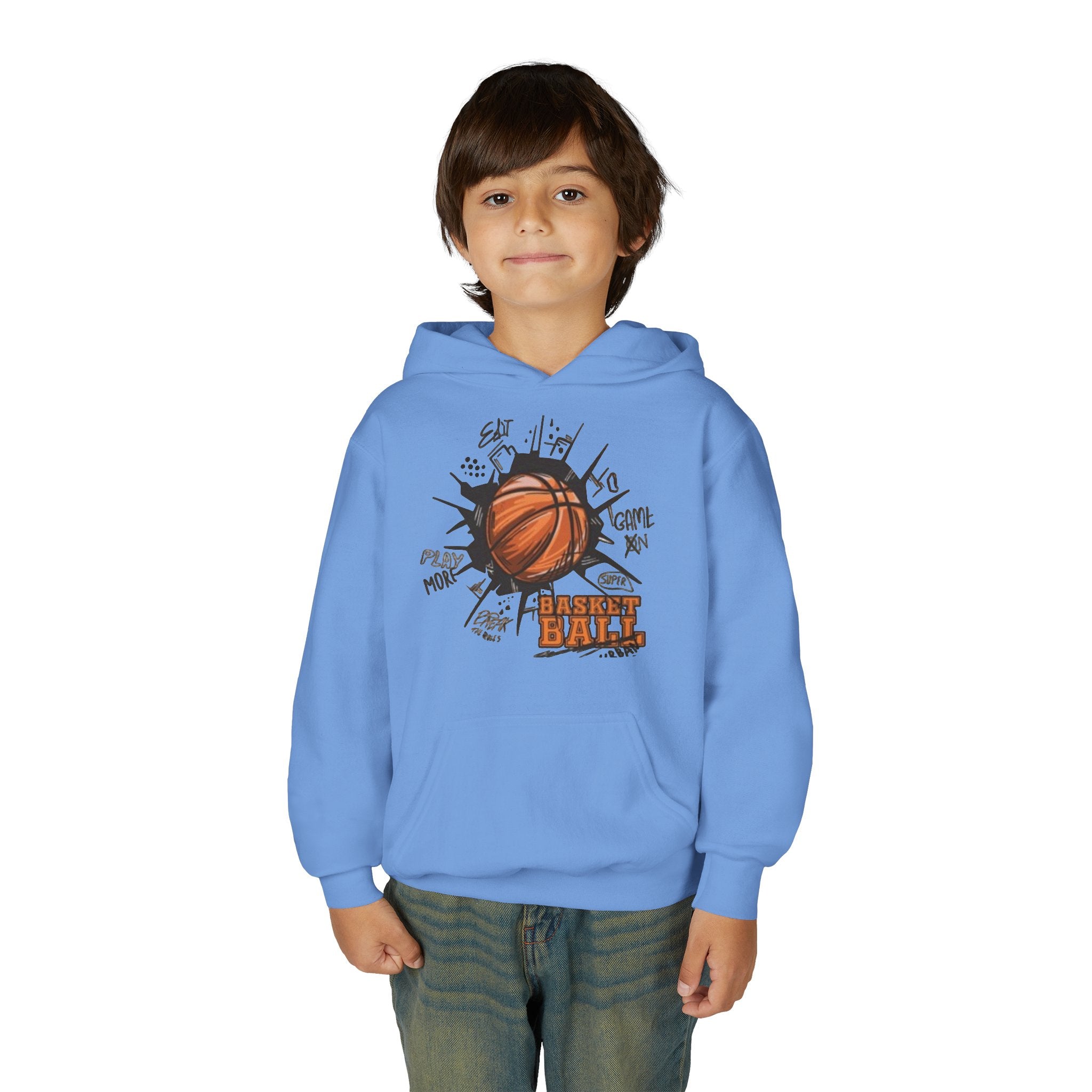 Youth Basketball Hoodie – "Basket Ball" Graphic Pullover for Kids