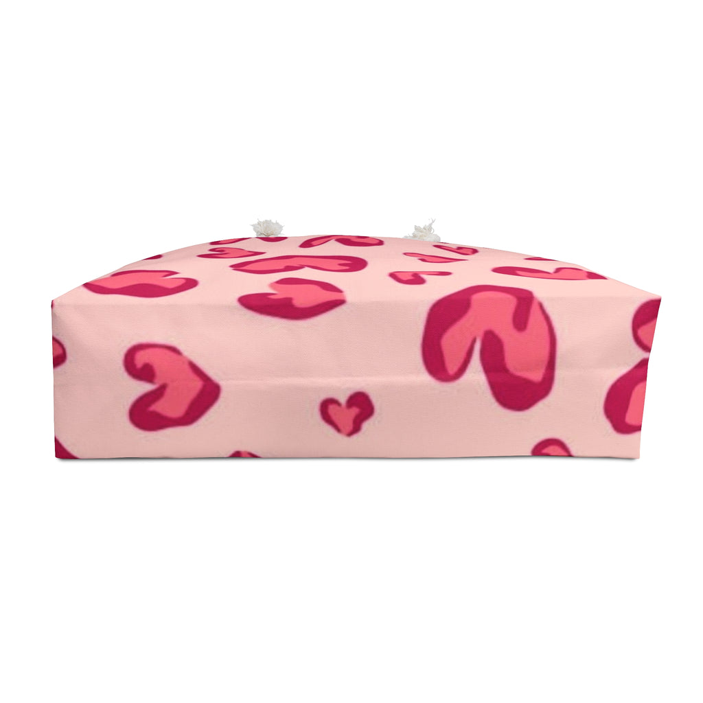 Heart Print Weekender Bag — Pink Valentine Travel Tote