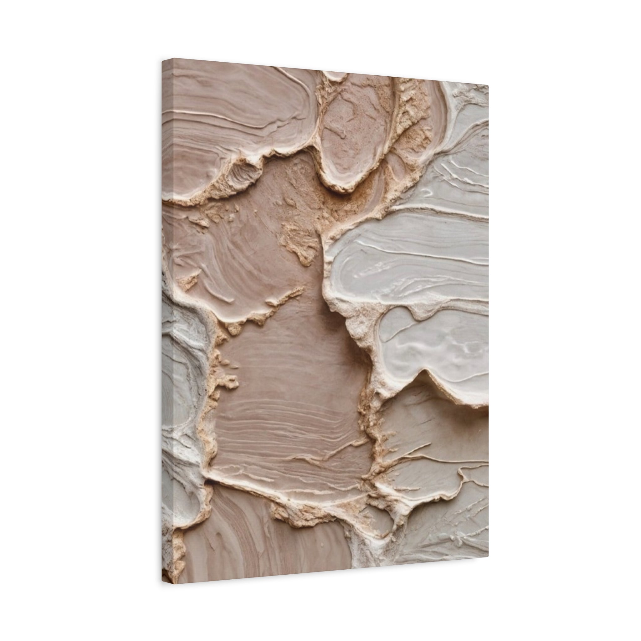 Neutral Textured Abstract Canvas Print — Beige & Cream Wall Art, Matte Stretched 1.25"