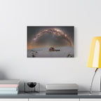 Milky Way Over Snowy Cabin — Matte Stretched Canvas Wall Art
