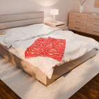 Rose Pattern Plush Blanket — Coral Velveteen Throw