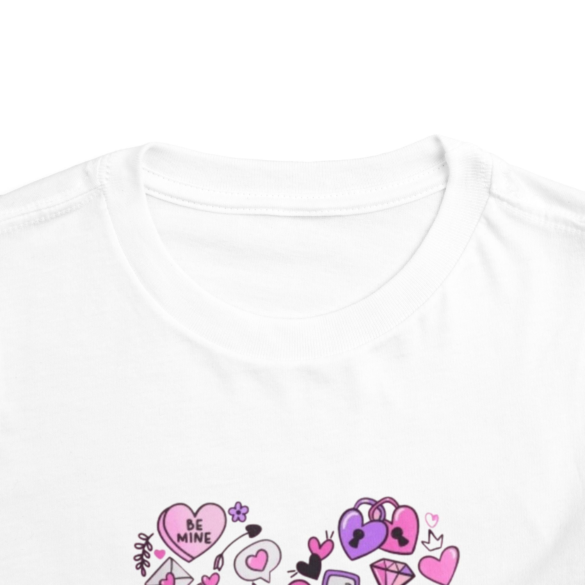 Toddler Tee — Pink Heart Doodle Design (Love, Kisses & Cute Icons)