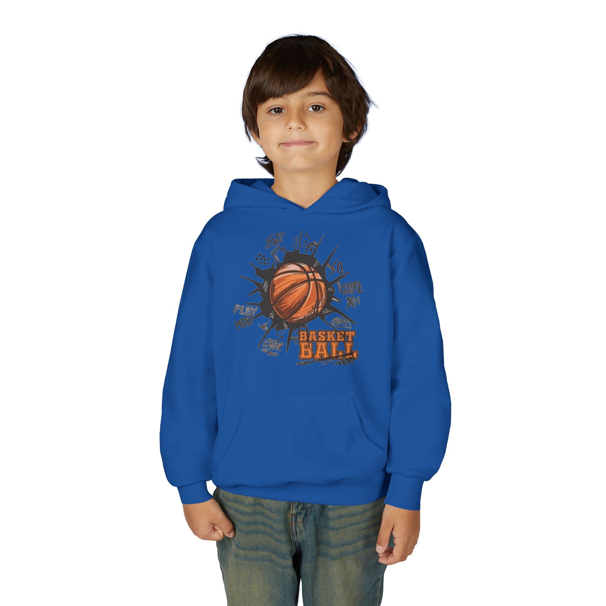 Youth Basketball Hoodie – "Basket Ball" Graphic Pullover for Kids