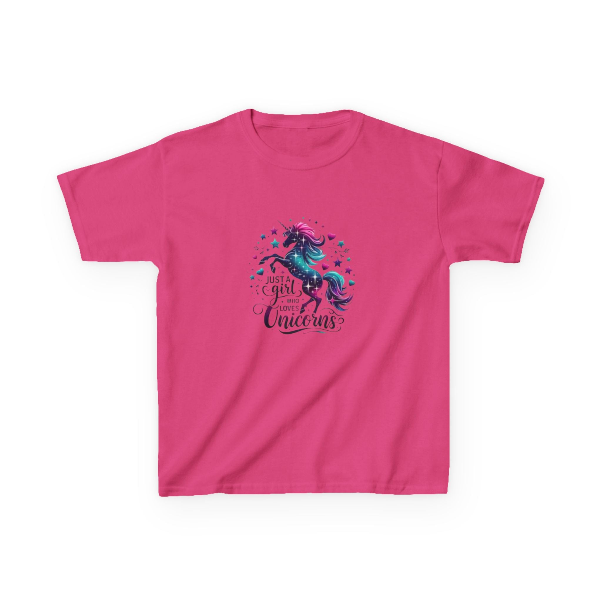 Kids T-Shirt — Colorful Unicorn “Just a Girl Who Loves Unicorns” Graphic Tee