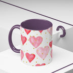 Pink Watercolor Hearts Accent Coffee Mug — Romantic Valentine’s Day Gift