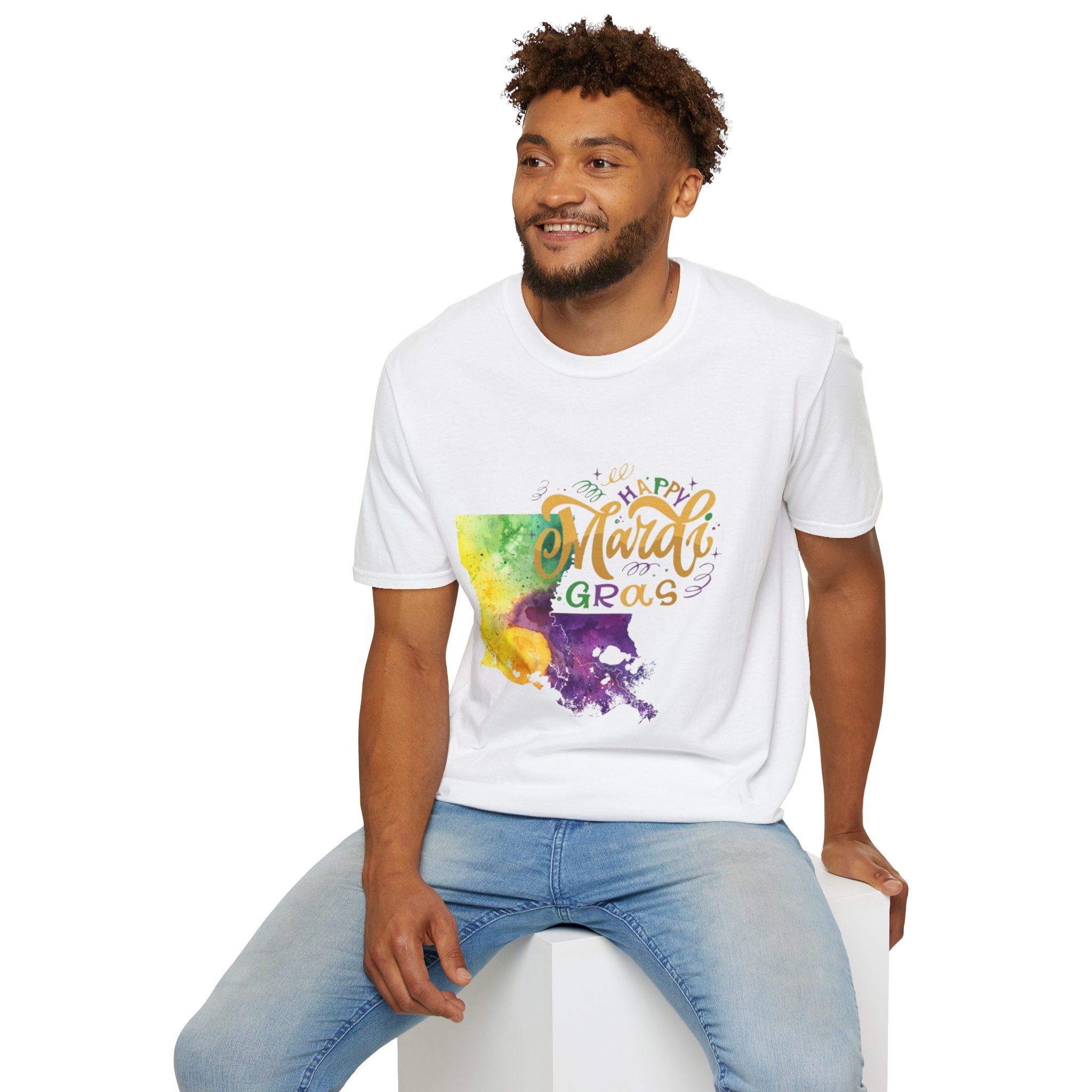 Mardi Gras Louisiana Watercolor T-Shirt — Happy Mardi Gras Celebration Tee