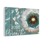 Canvas Wall Art — "Just Breathe" Dandelion Rustic Teal