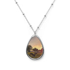 Sunset Goose Oval Photo Necklace — Personalized Tear Drop Pendant