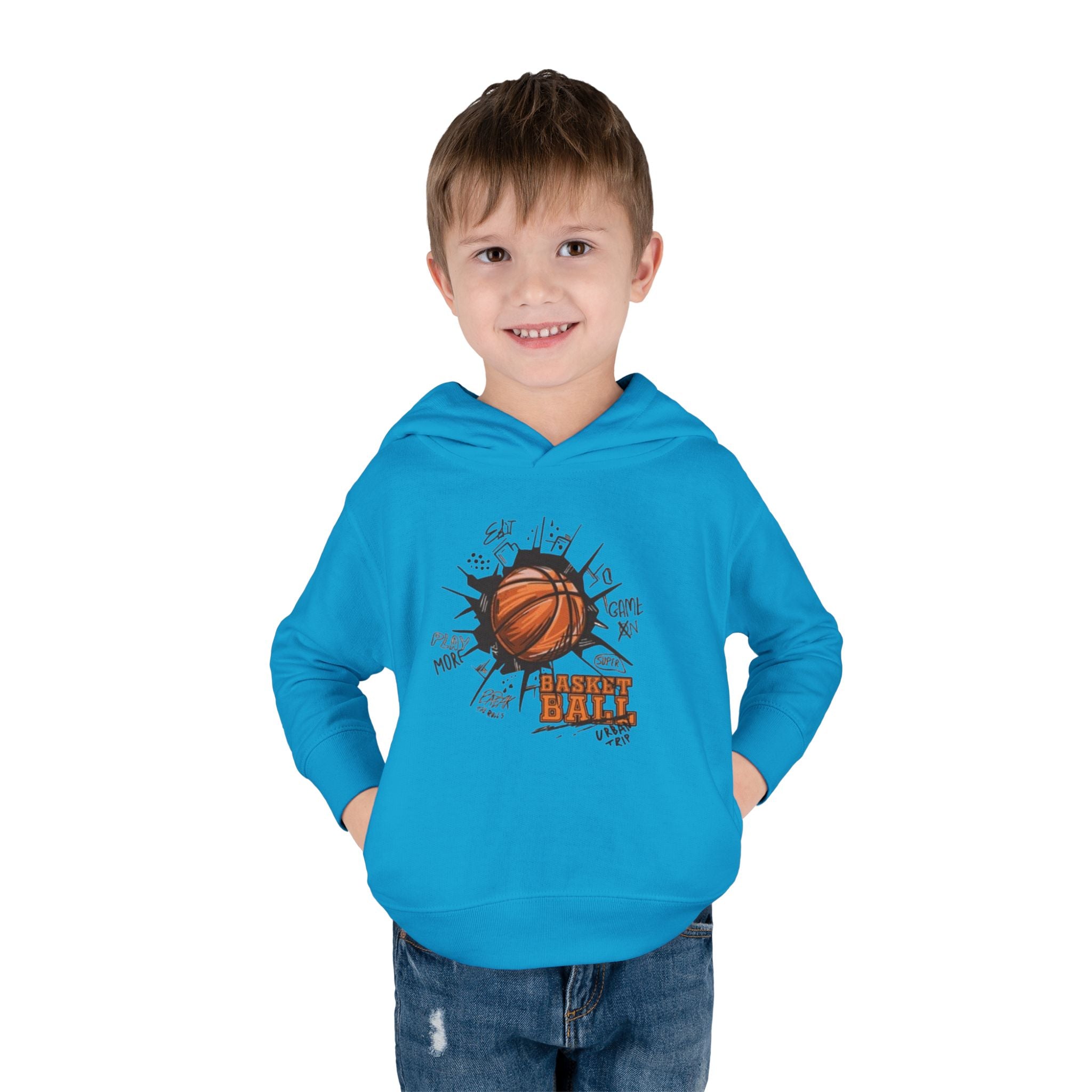 Toddler Basketball Hoodie – 'Ball' Graphic Pullover for Kids