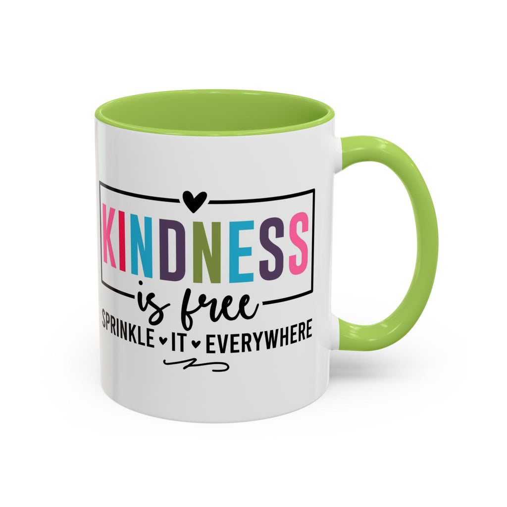 Kindness Is Free Accent Coffee Mug — Inspirational Pink Interior 11/15oz
