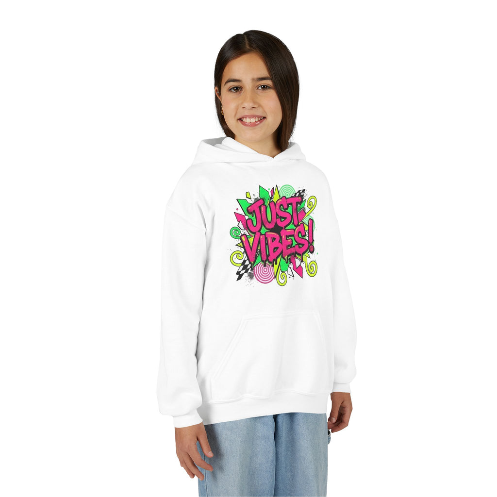 Youth Hoodie - "Just Vibes" Neon Graffiti Pullover