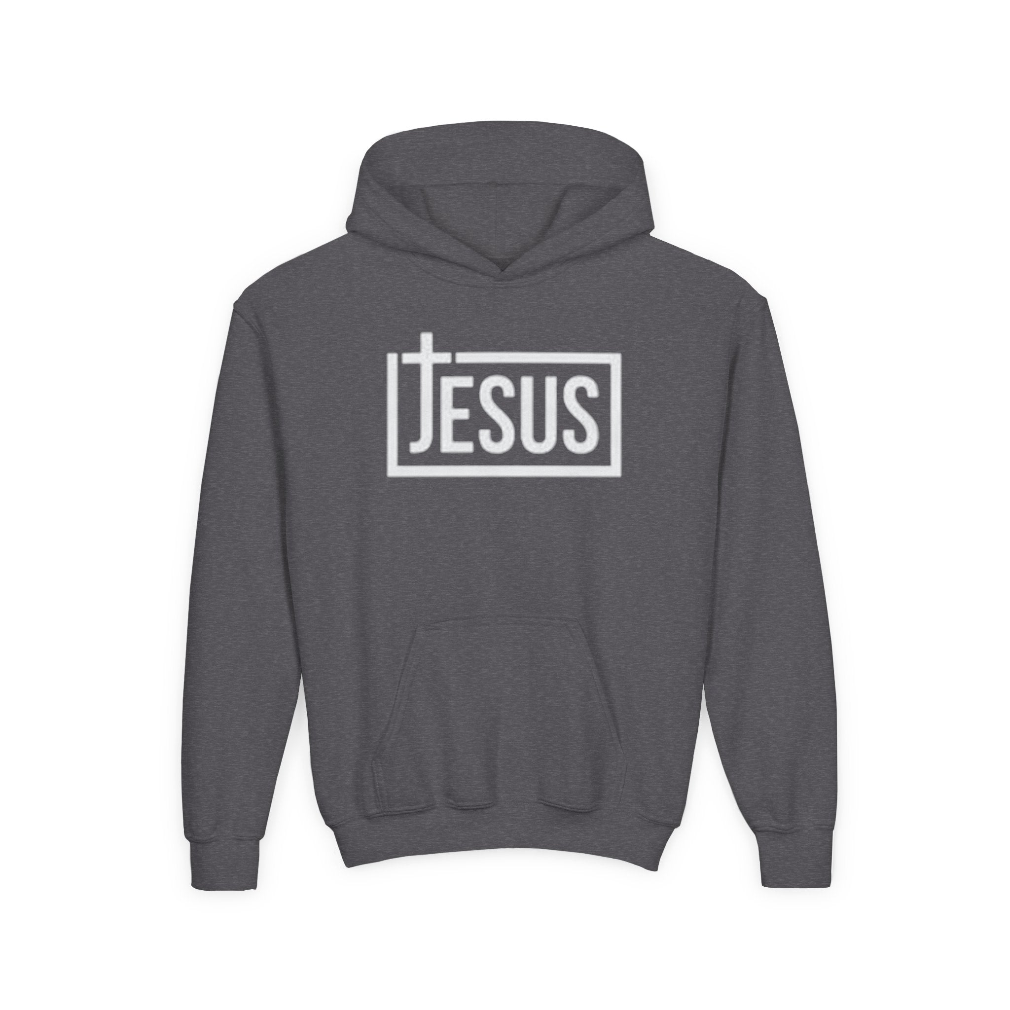 Youth Jesus Hoodie — Christian Faith Pullover with Cross Logo