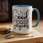 Good Morning Gorgeous Accent Coffee Mug – 11/15oz Pink Interior