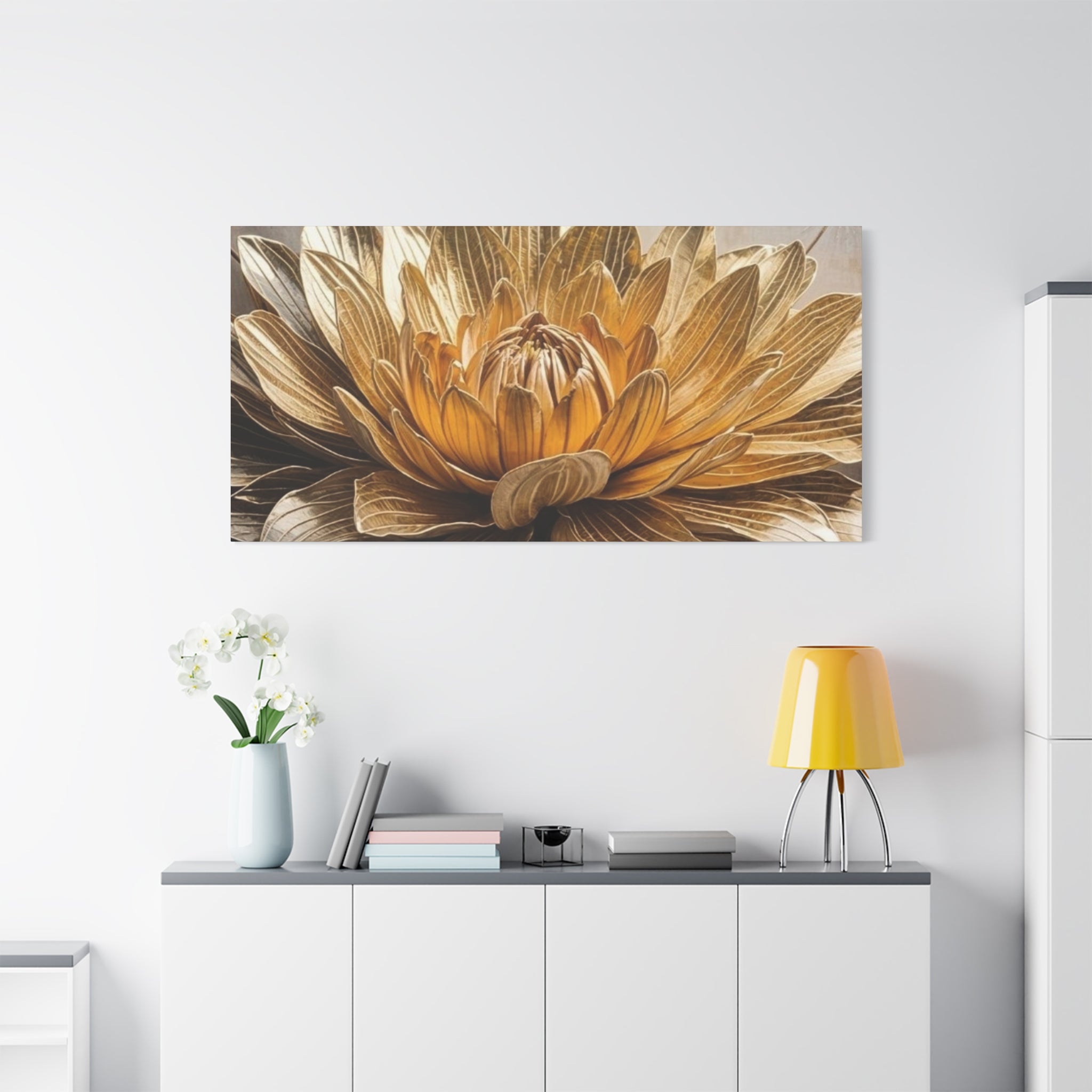 Golden Dahlia Matte Canvas Wall Art — Stretched 1.25"