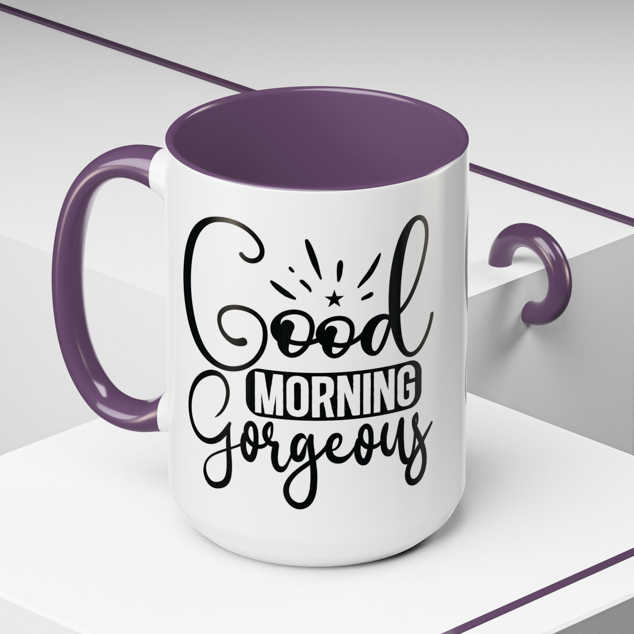 Good Morning Gorgeous Accent Coffee Mug – 11/15oz Pink Interior