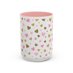 Pink & Gold Heart Accent Coffee Mug — Romantic Valentine’s Tea & Coffee Cup