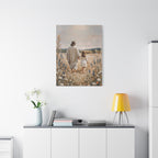 Jesus and Child Walking in Field Canvas Art - Religious Wall Decor