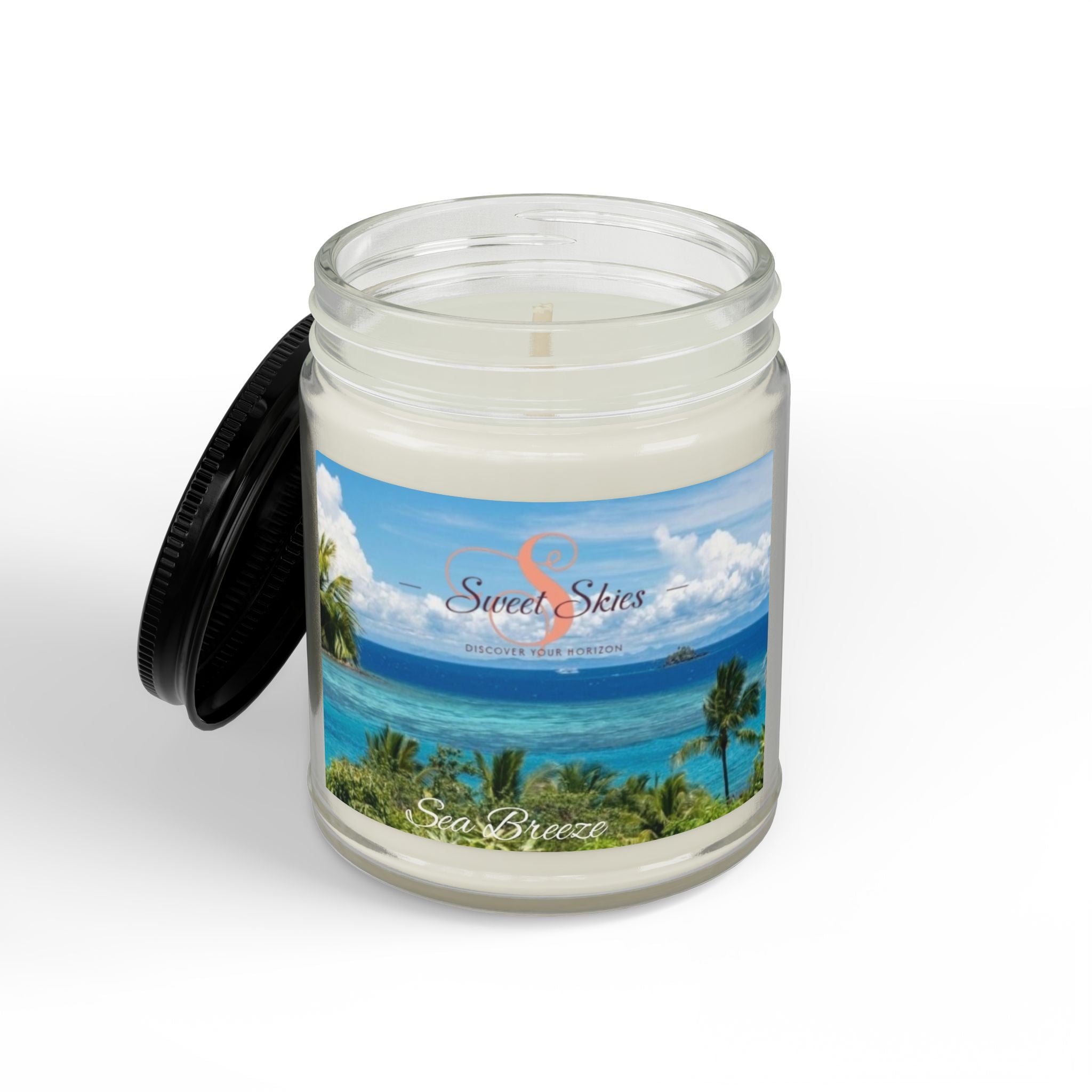 Sea Breeze Soy Candle (9 oz) — Scented Jar Candle with Black Lid