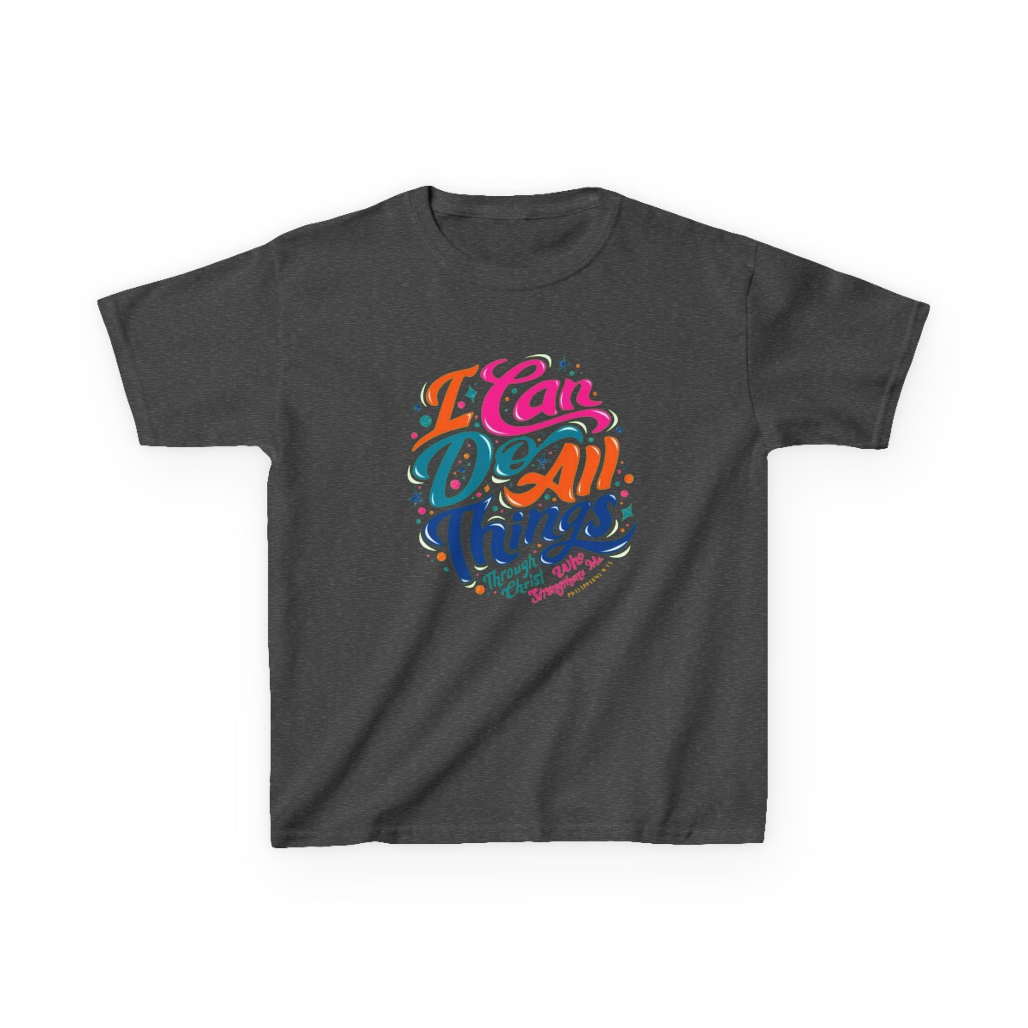 Kids T‑Shirt — "I Can Do All Things" Inspirational Rainbow Tee