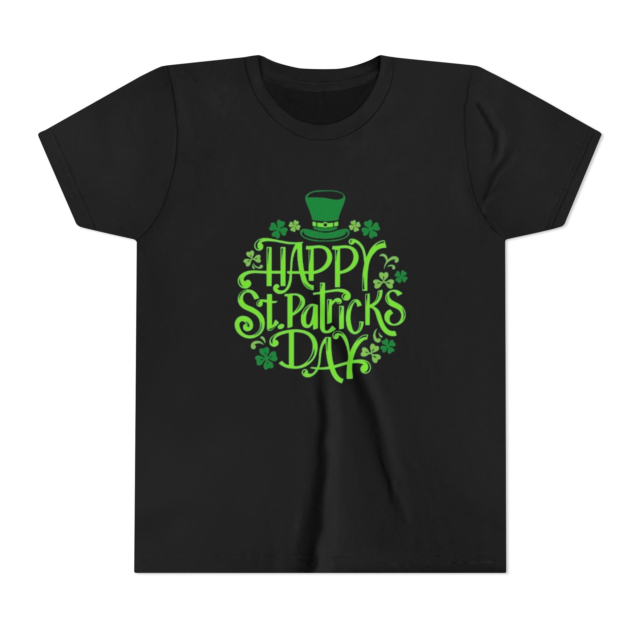 Youth Tee — Happy St. Patrick's Day Green Lettering Kids Shirt
