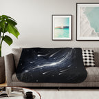 Galaxy Meteor Shower Sherpa Blanket — Cozy Space-Themed Throw