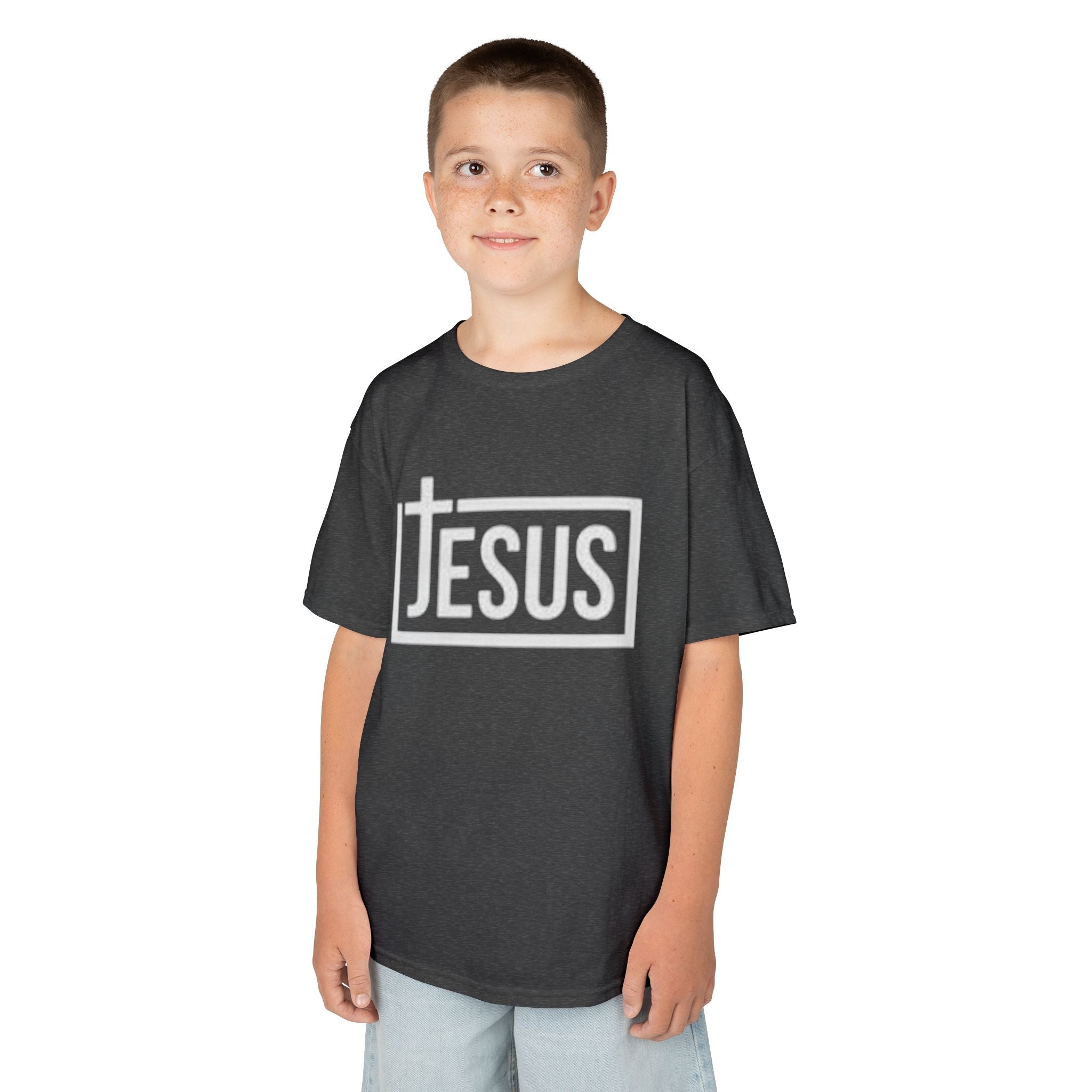 Kids Jesus T‑Shirt — Bold Cross Logo Christian Tee for Boys & Girls