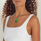 St. Patrick’s Day Oval Pendant Necklace — Green Shamrock Teardrop Locket