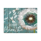 Canvas Wall Art — "Just Breathe" Dandelion Rustic Teal