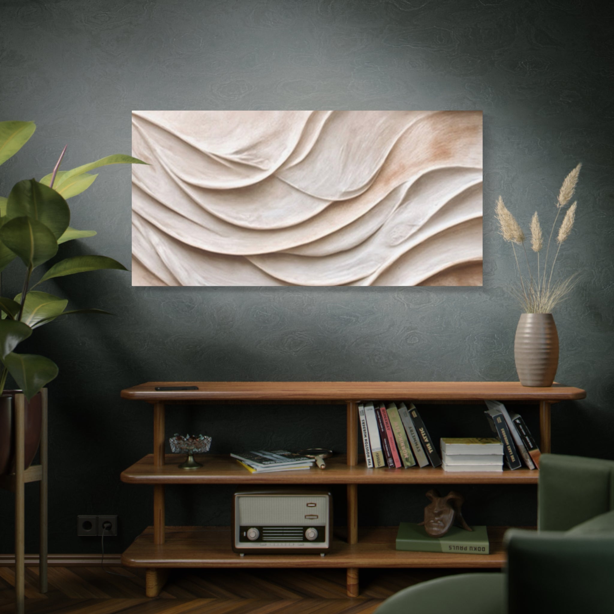 Neutral Abstract Wave Texture Matte Canvas Wall Art