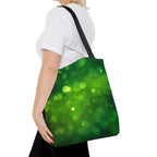 Green Bokeh Tote Bag — Sparkling Nature-Inspired All-Over Print Tote