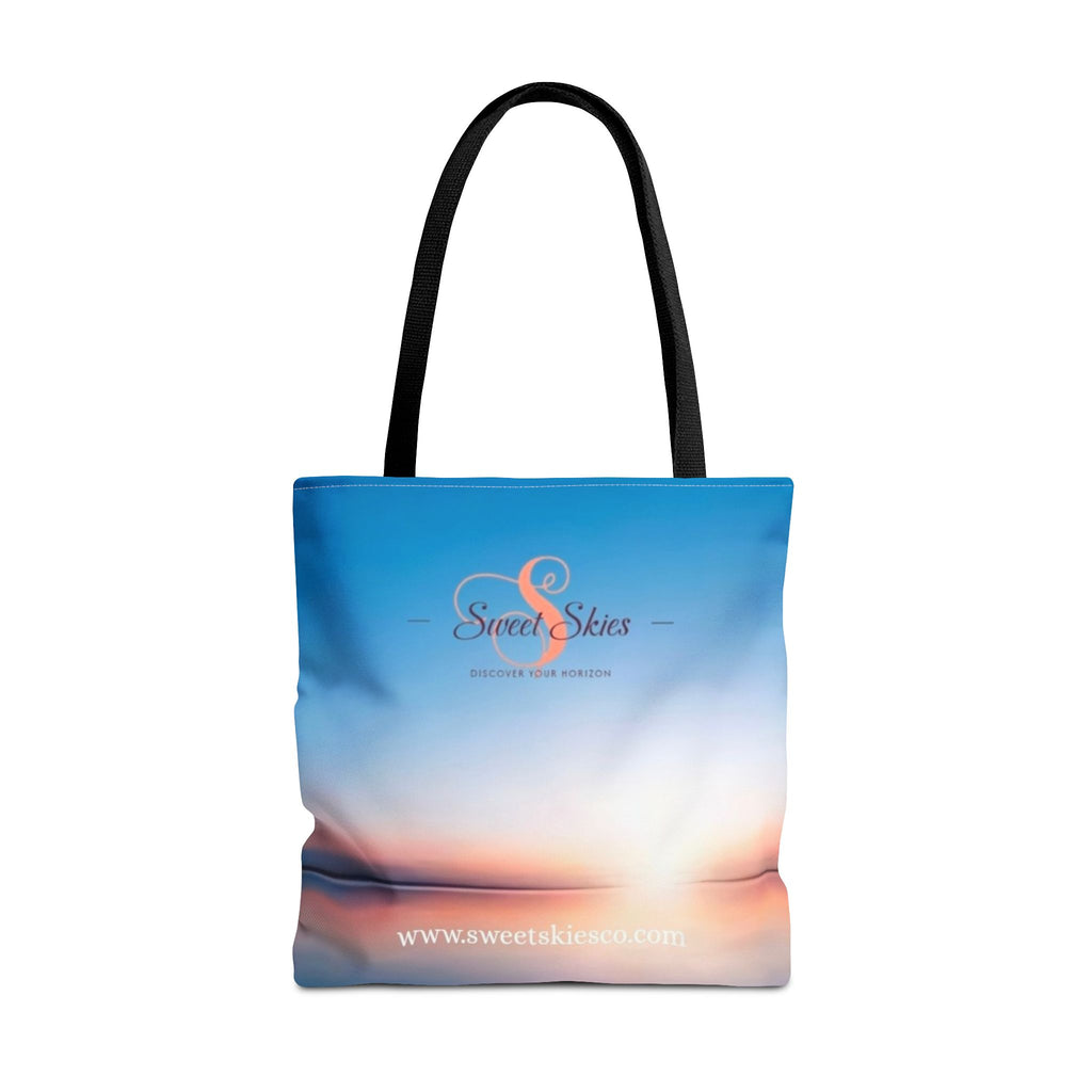 Sunset Beach Tote Bag — Sweet Skies Logo AOP Carryall