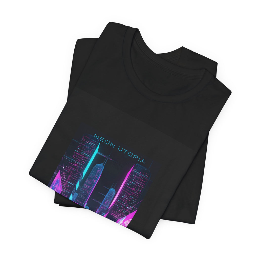 Neon Cyberpunk Skyline Tee | synthwave cityscape, futuristic neon aesthetic