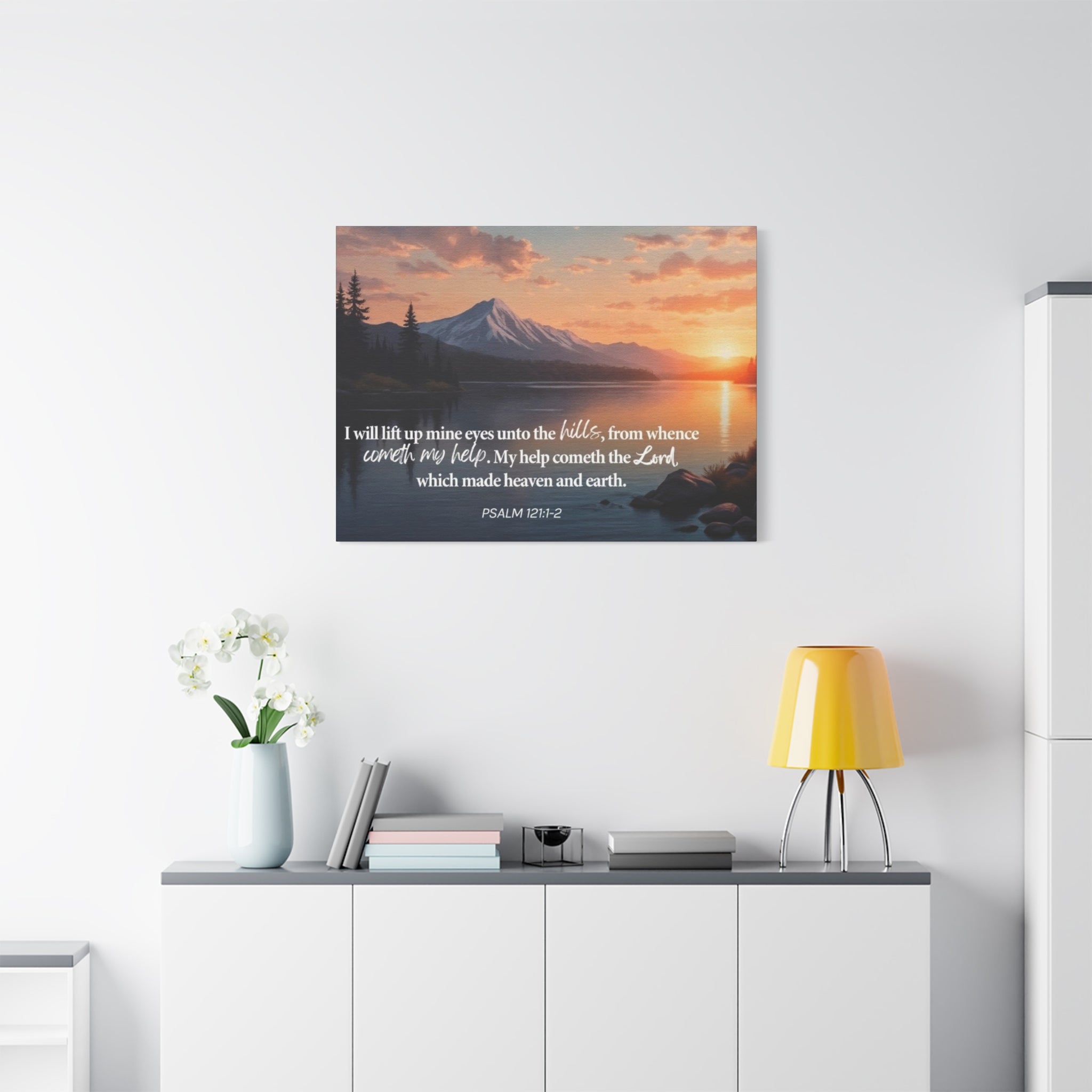 Psalm 121 Canvas Wall Art — "I Will Lift Up Mine Eyes unto the Hills" Inspirational Landscape