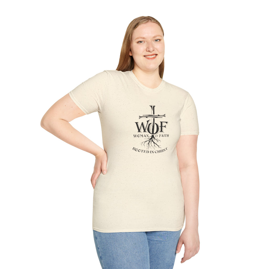 Faith T-Shirt - "WOF Woman of Faith Rooted in Christ" Christian Tee