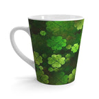 St. Patrick’s Clover Latte Mug — Green Four-Leaf Shamrock Pattern