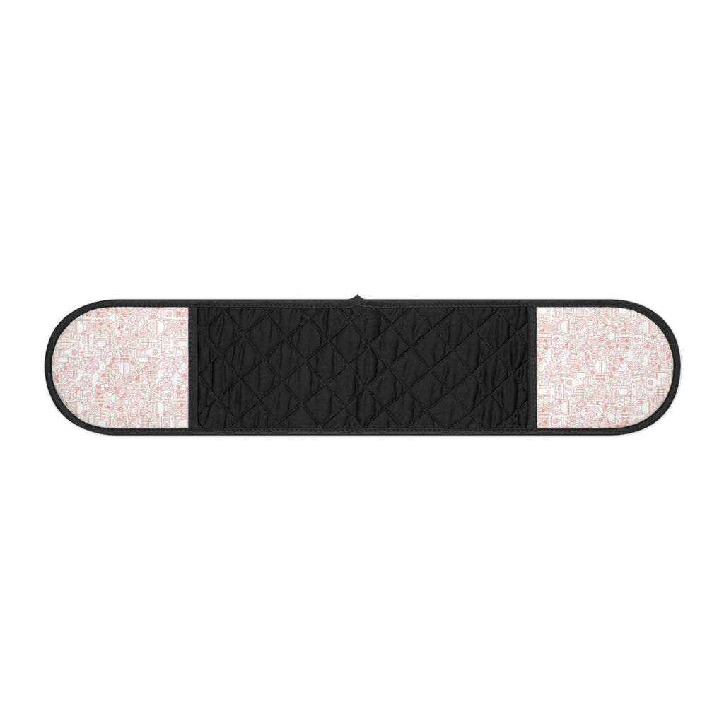 Quilted Double Oven Mitts with Blush Sequin Accent — Heat-Resistant Barbecue & Baking Glove